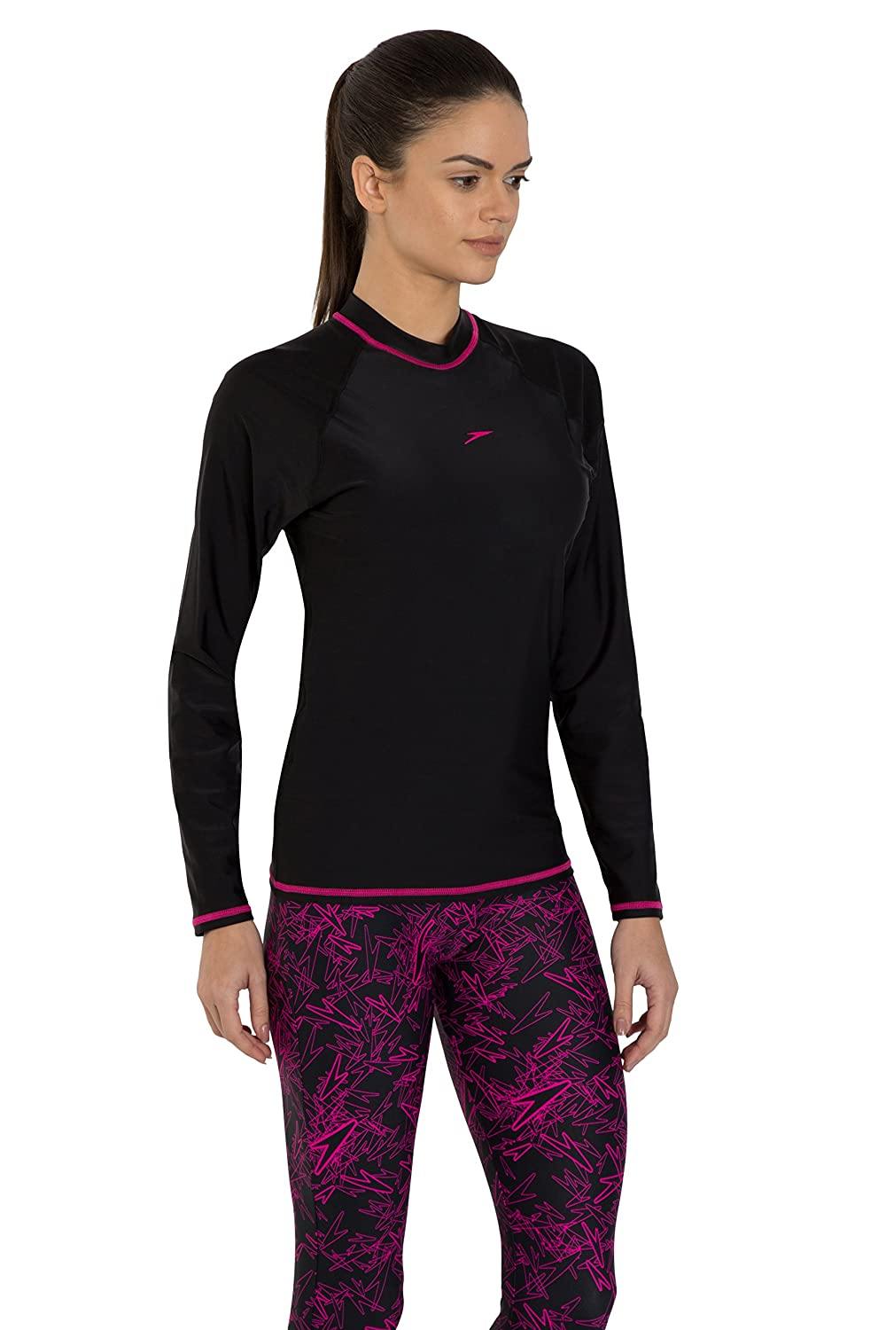 Speedo Female swimwear Long Sleeve Suntop (8PSF01B344_Black / Electric Pink) - Best Price online Prokicksports.com