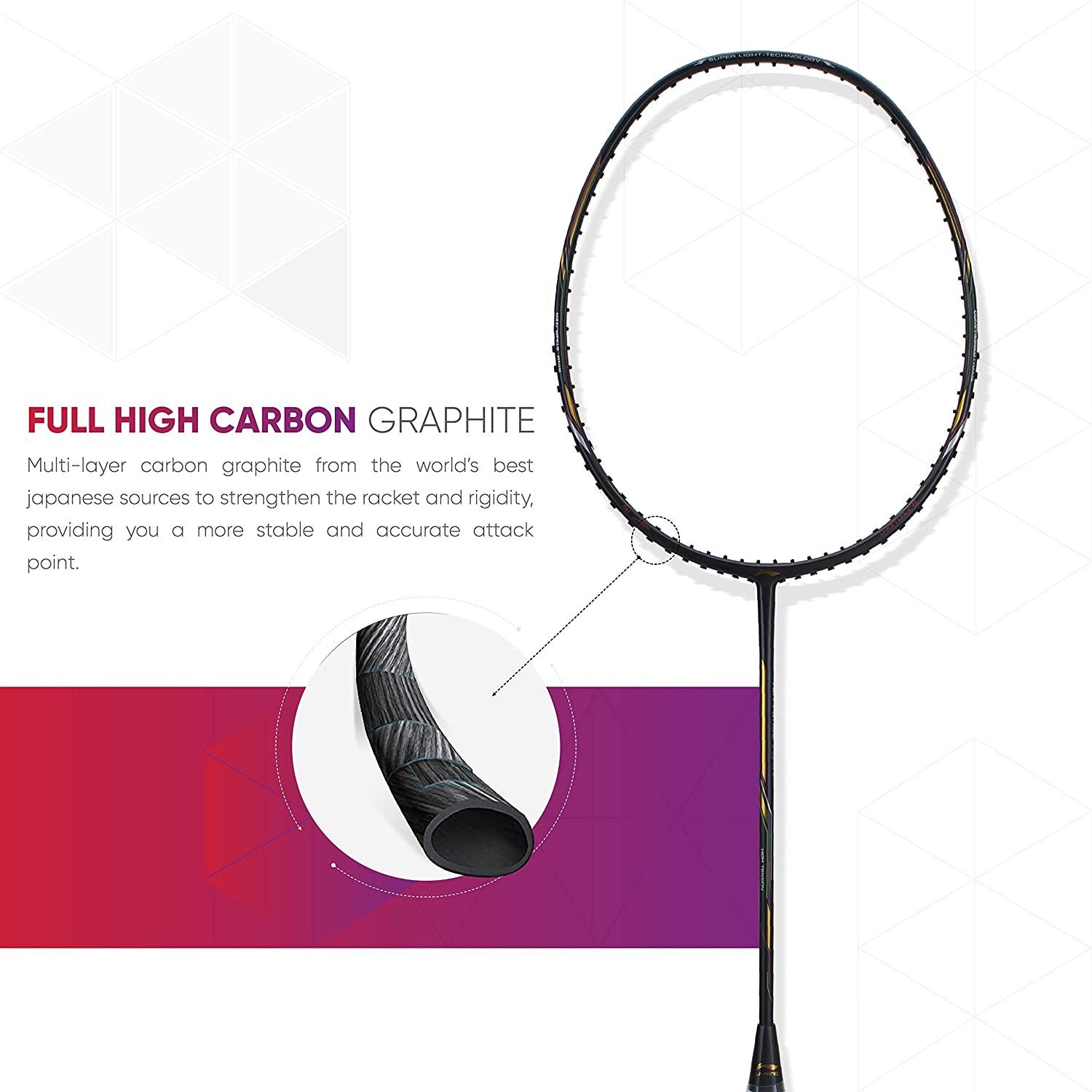 Li-Ning Air Force 78 G2 Carbon Fibre Badminton Racket with Free Full Cover Charcoal/Gold - Best Price online Prokicksports.com