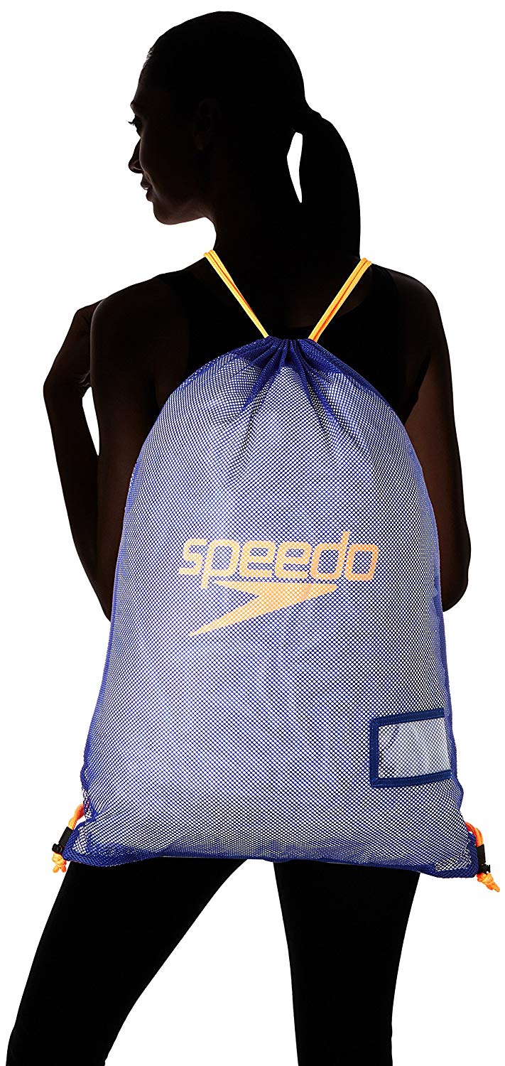 Speedo Equipment Mesh Wet Kit Black Swim Bag, Blue/Orange - Best Price online Prokicksports.com