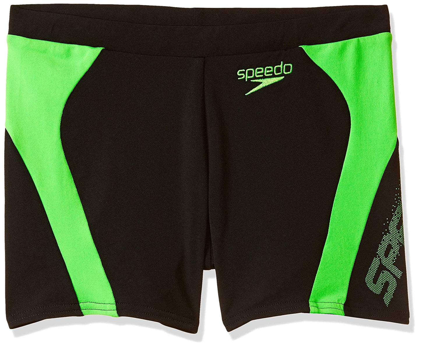 Speedo Male Swimwear Logo Graphic Splice Aquashort (Black and Fluo Green) - Best Price online Prokicksports.com