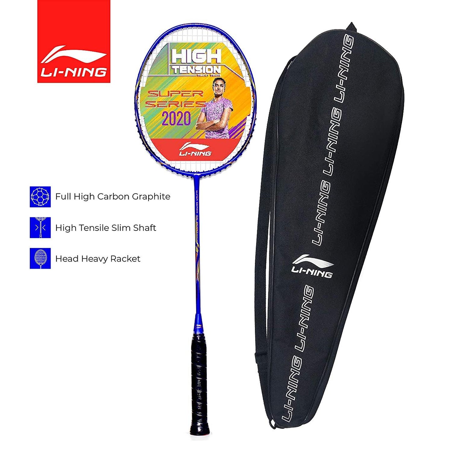 Li-Ning Super Series 2020 - (Strung) Graphite Badminton Racquet - Blue/Gold - Best Price online Prokicksports.com