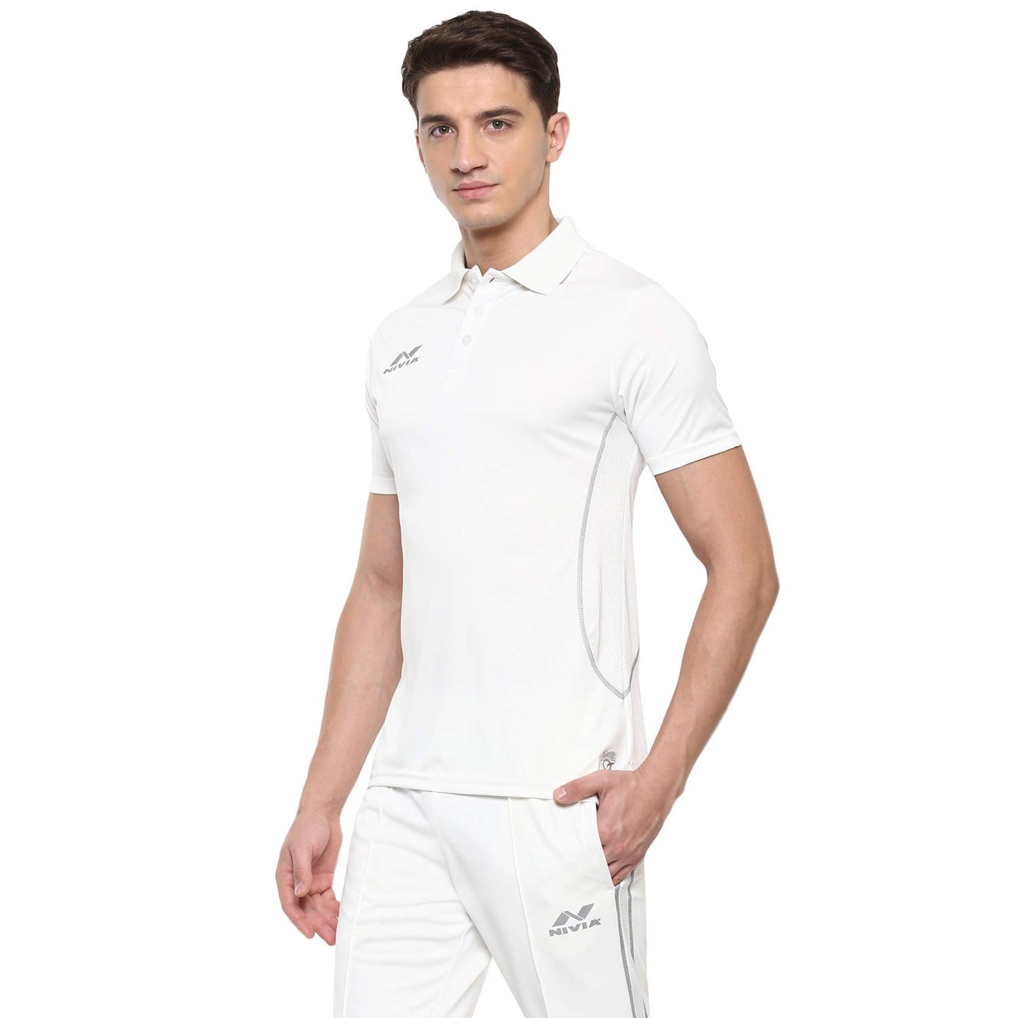 Nivia 2503 Polyester Cricket Jersey for Men (White/Grey) - Best Price online Prokicksports.com