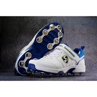 SG Sierra 2.0 Full Metal Spikes Cricket Shoe, White/Lime/Royal Blue - Best Price online Prokicksports.com