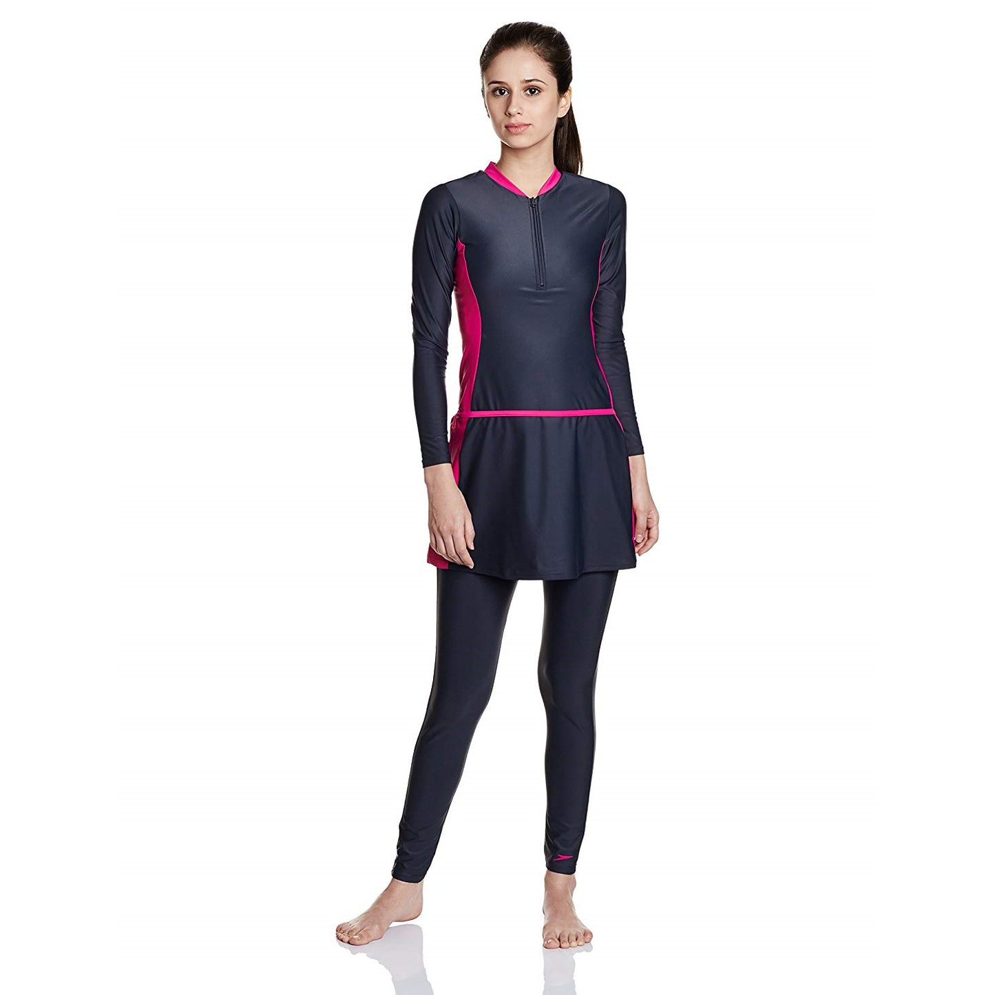 Speedo Female Swimwear 2 Piece Full Body Suit (Oxid Grey/Electric Pink) - Best Price online Prokicksports.com