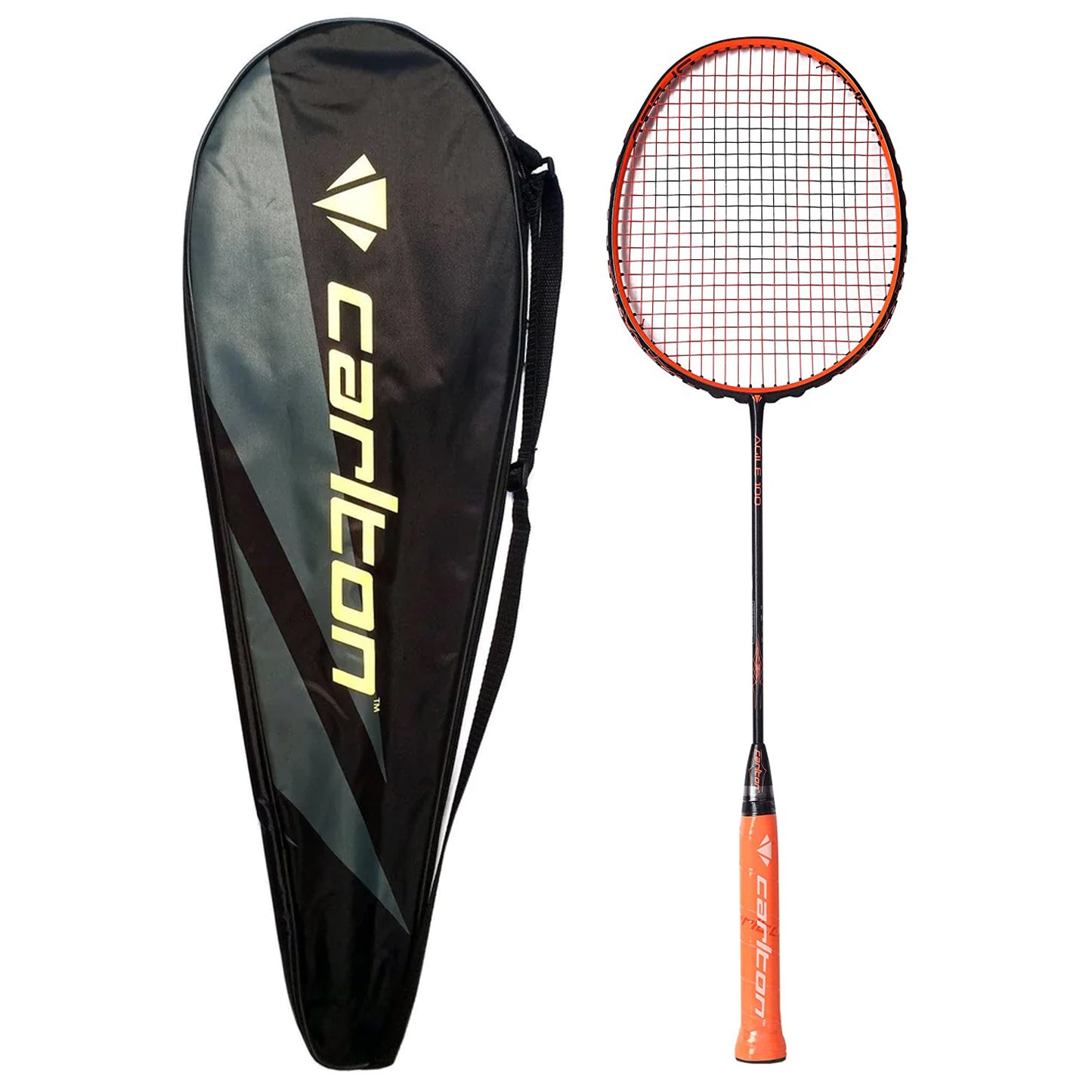 Carlon Agile 100 Strung Badminton Racquet, Black/Orange - Best Price online Prokicksports.com