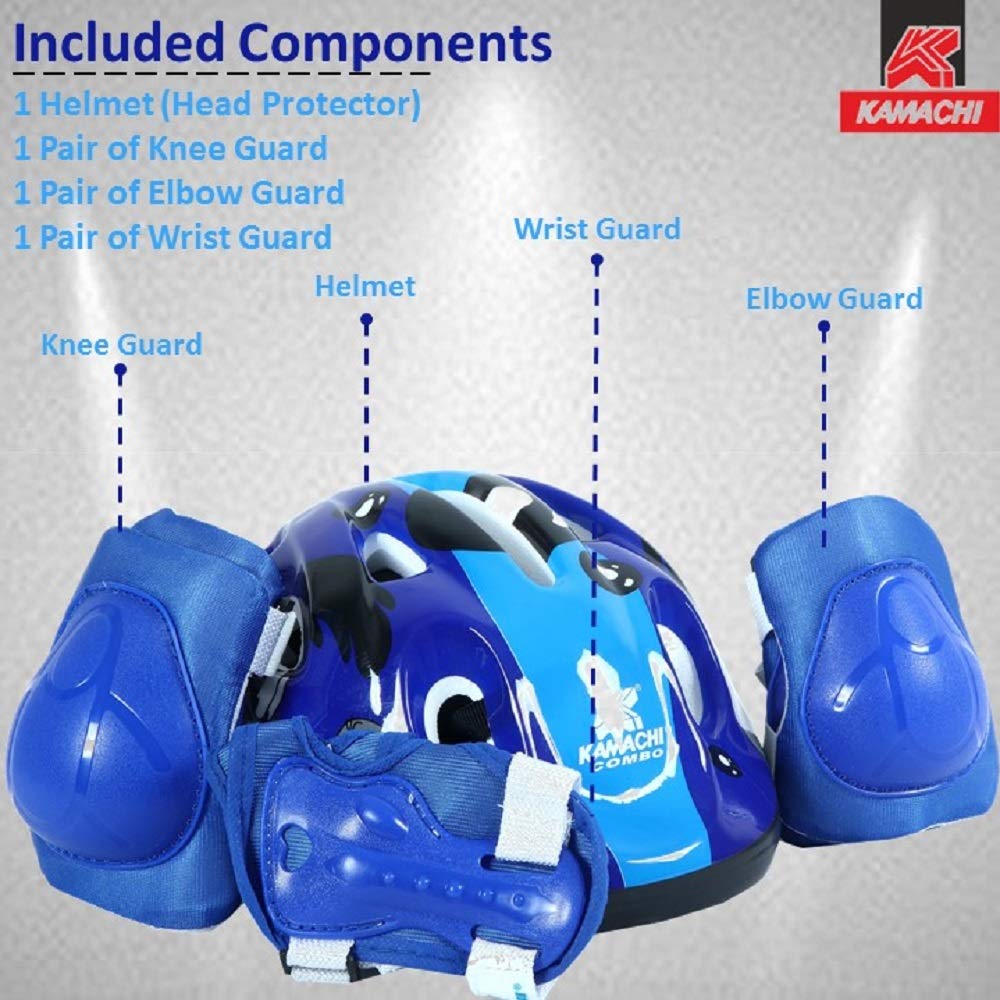 4 in 1 Kids PVC Plastic Knee Pads, Elbow Guard, Pair of Gloves, Helmet  Safety Gears Set Combo for Roller Skates, Cycling
