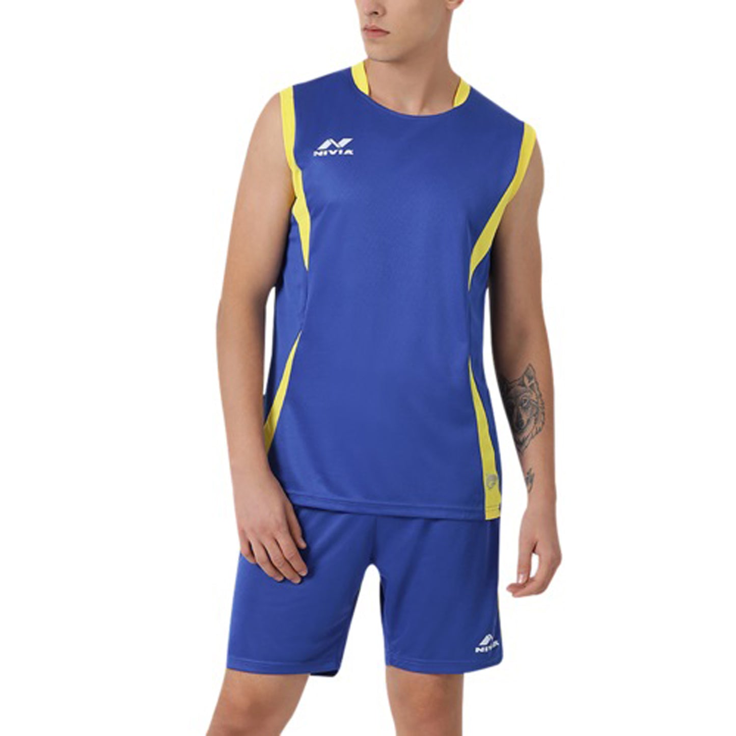 Nivia 2153 Spiral Jersey Set for Men, Royal Blue/Yellow - Best Price online Prokicksports.com