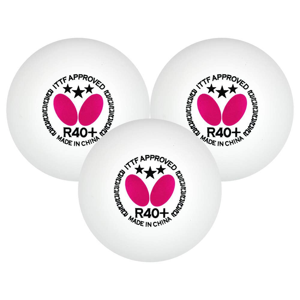 Butterfly 3 Star R40 Plus Table Tennis Balls, Pack Of 3 - White - Best Price online Prokicksports.com