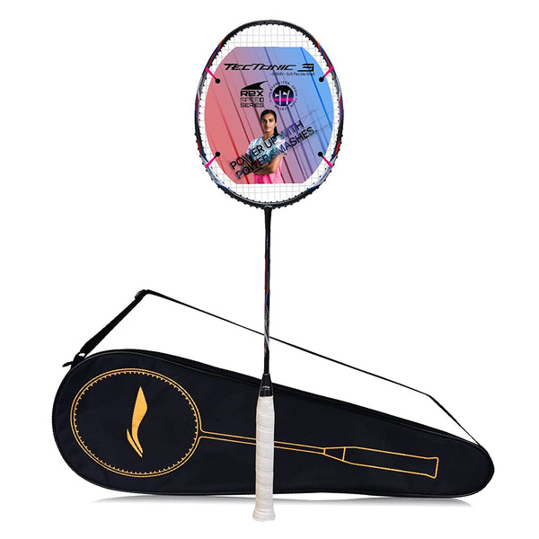 Li-Ning Tectonic 3 R-Series Strung Badminton Racket, Charcoal/Blue/Orange (4UIG6)
