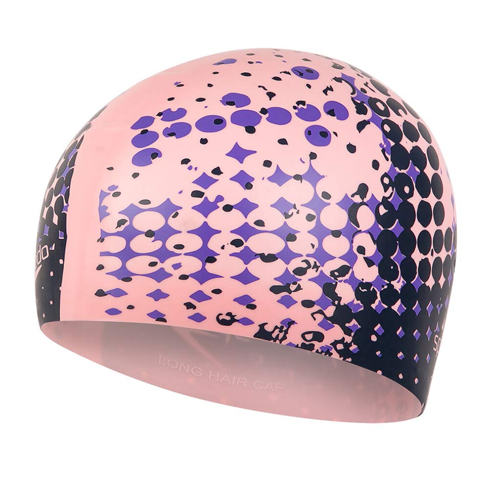 Speedo Printed Long Hair Cap For Unisex-Adult (Size: 1Sz,Color: Pink/Navy) - Best Price online Prokicksports.com