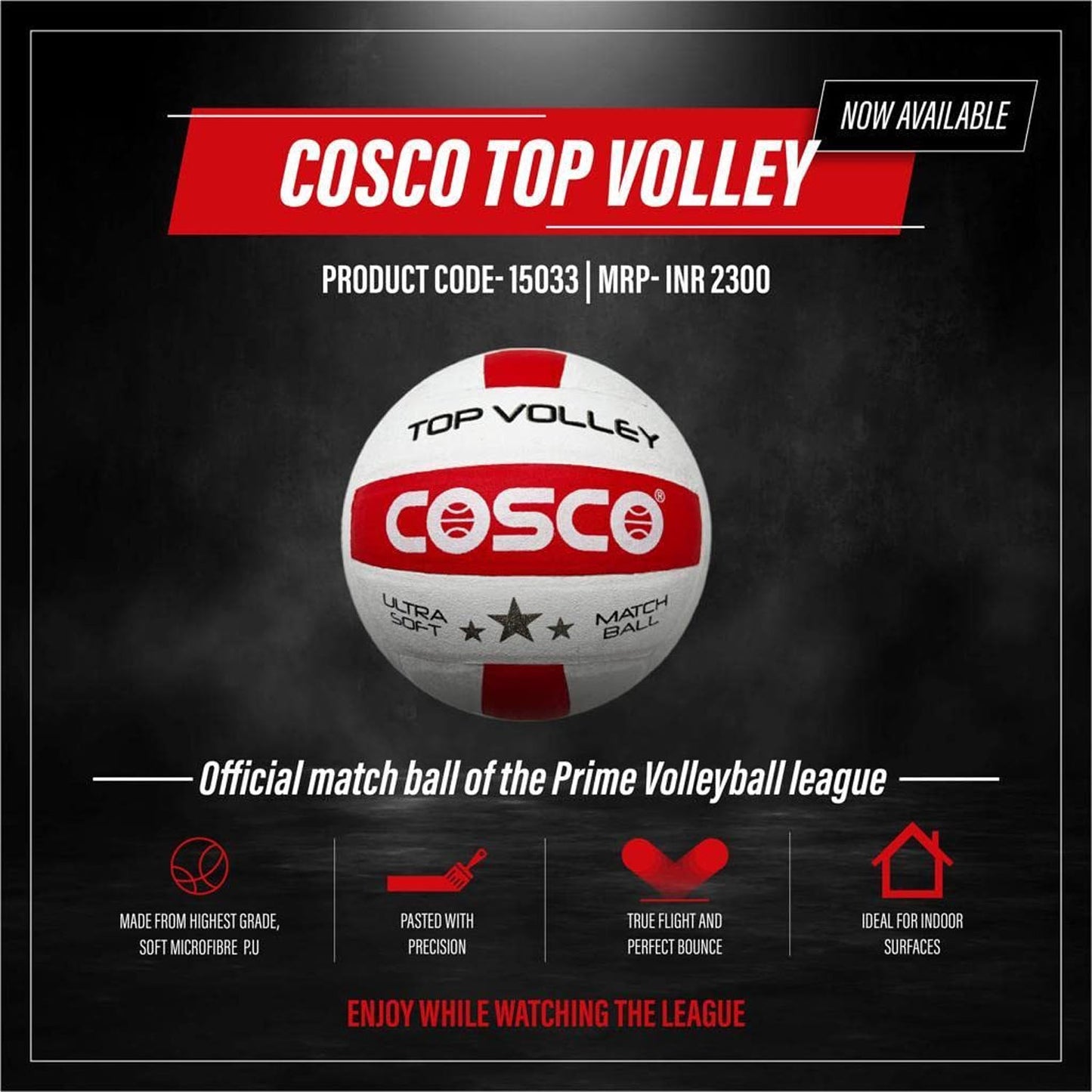 Cosco Top Volley Volleyball, White/Red -Size 4 - Best Price online Prokicksports.com