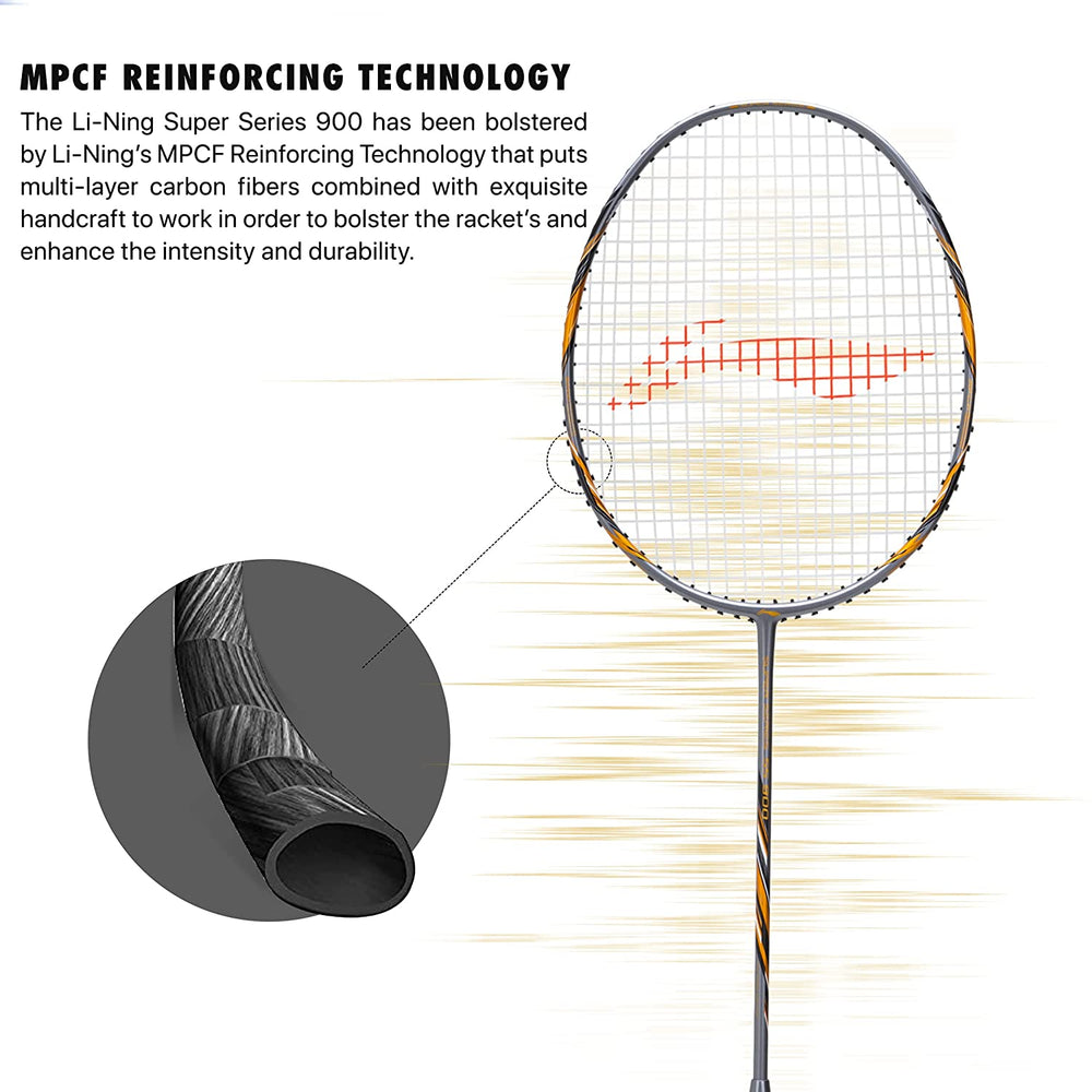 Li-Ning Super Series SS900 Strung Badminton Racquet -Grey/Copper - Best Price online Prokicksports.com