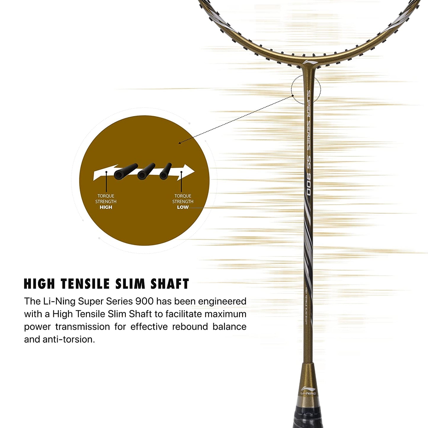 Li-Ning Super Series SS900 Strung Badminton Racquet - Olive Gold/Grey - Best Price online Prokicksports.com