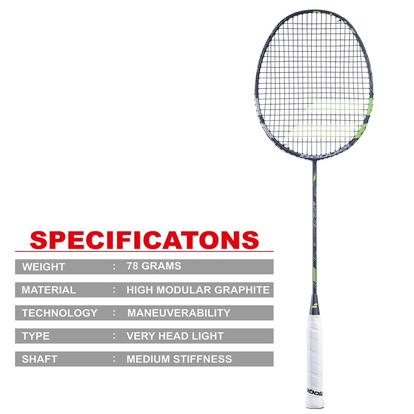 Babolat Satelite Gravity 78 Unstrung Badminton Racquet , Green - Best Price online Prokicksports.com