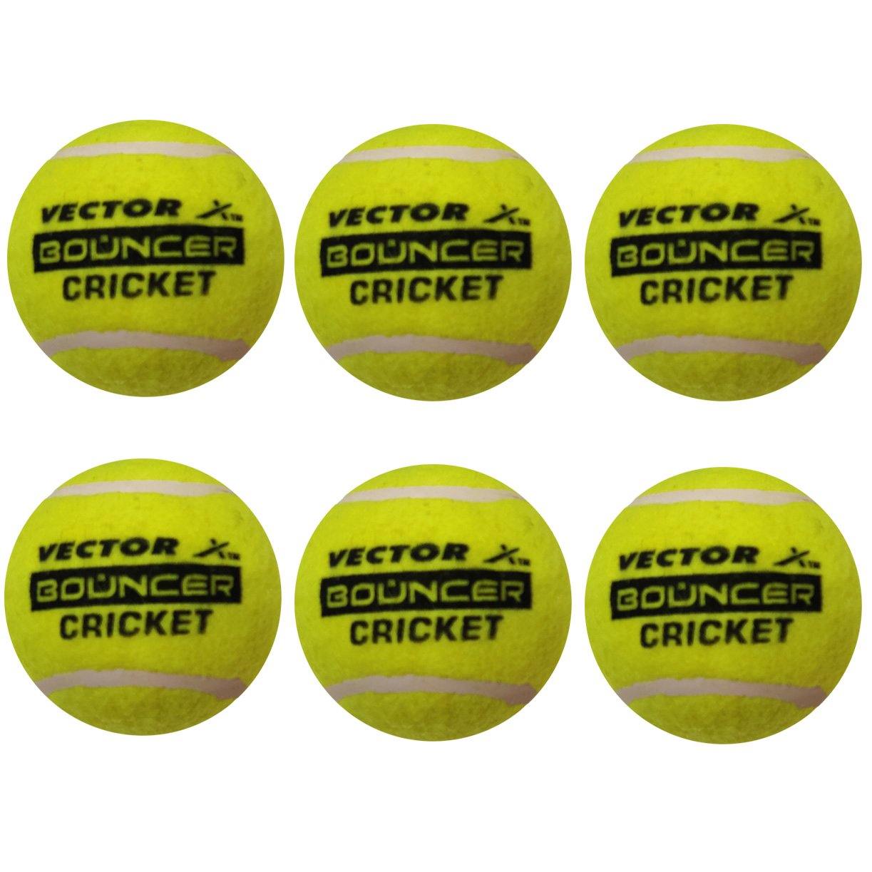 Vector X Tennis Cricket Ball, Pack of 6 (Yellow) - Heavy - Best Price online Prokicksports.com