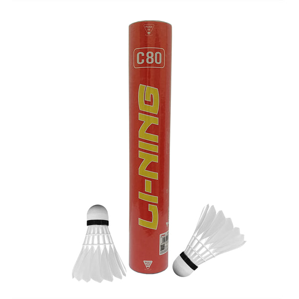 Li-Ning C80 Feather Shuttlecock, Speed 76 – 12 Pieces (Pack of 10)