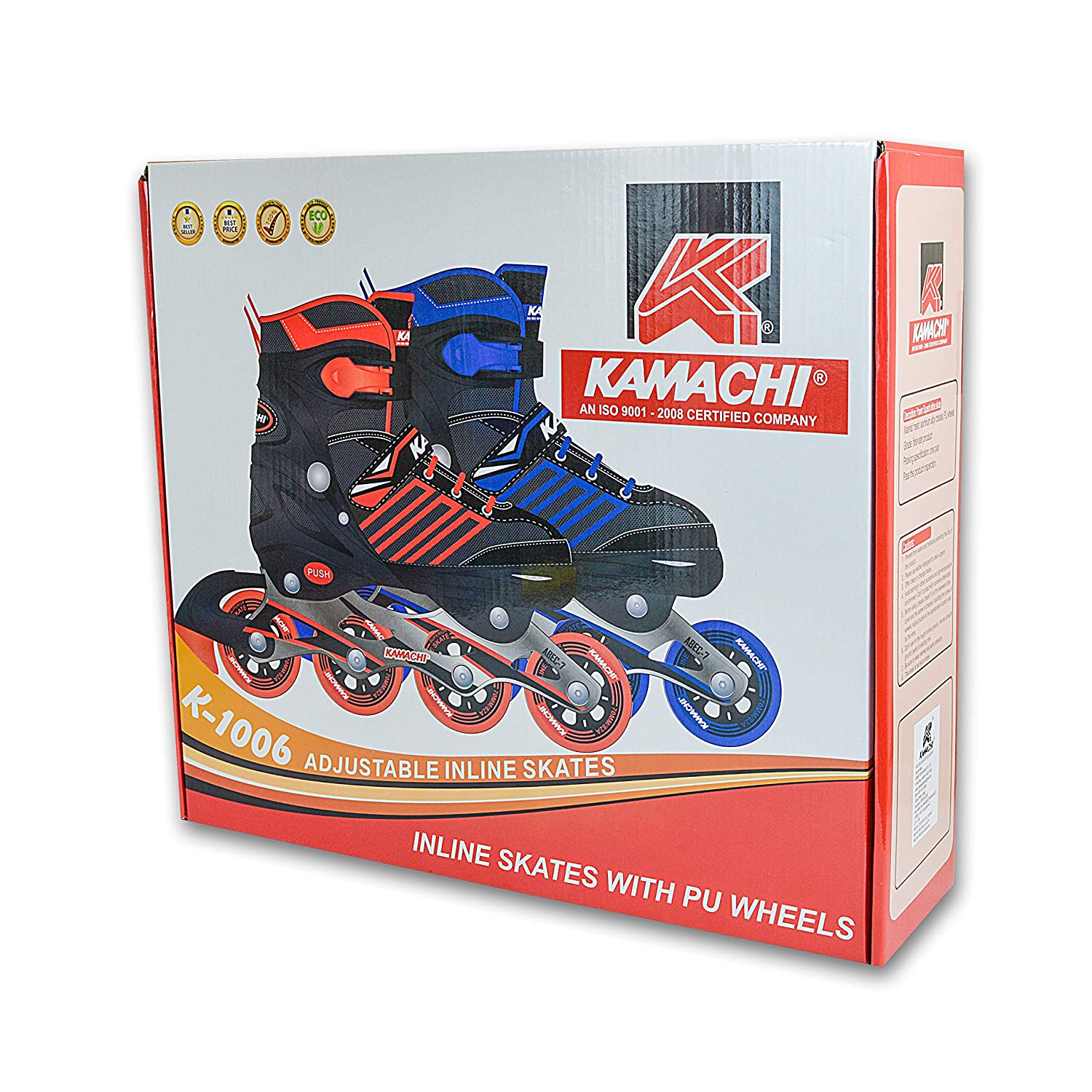 Kamachi K-1006 Adjustable Aluminium Body Inline Skates (70 mm wheels)