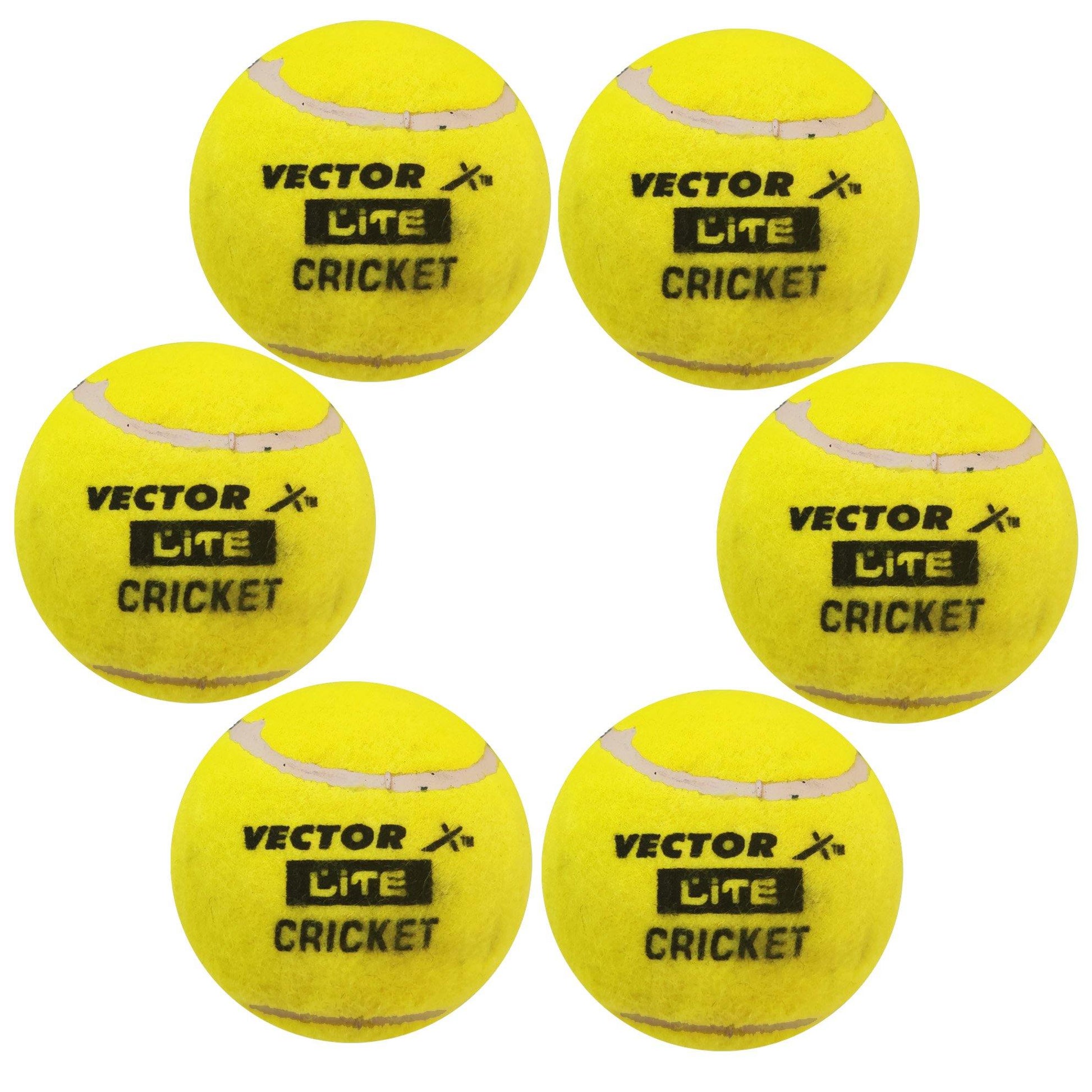 Vector X Light Tennis Cricket Ball, Pack of 6 (Yellow) - Best Price online Prokicksports.com