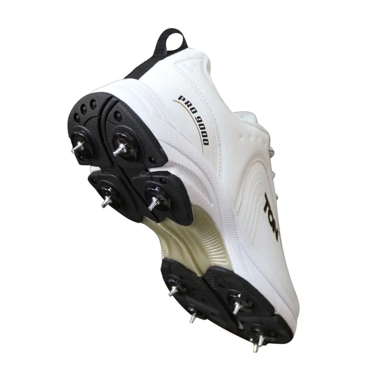 SS Ton Pro 9000 Cricket Spike Shoes, White/Black - Best Price online Prokicksports.com