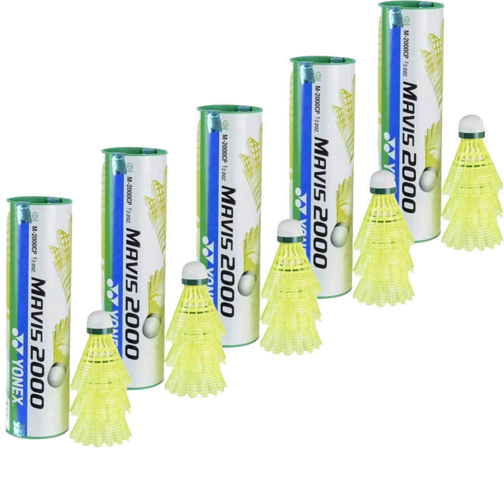 Yonex Mavis 2000 Green Cap Nylon Shuttlecock (Yellow) - 5 Cans