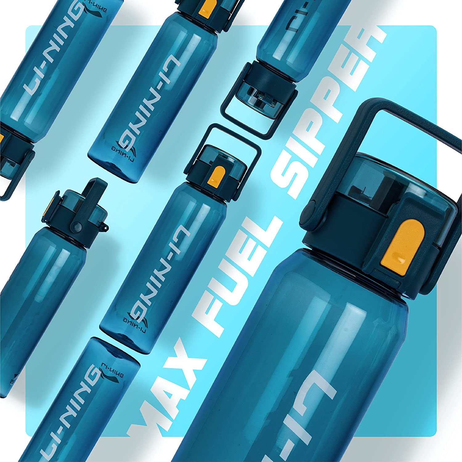 Li-Ning AQTR Tritan Water Bottle - 900ml , Blue - Best Price online Prokicksports.com