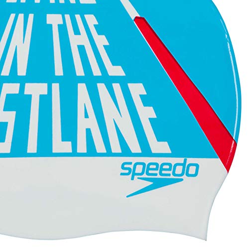 Speedo Slogan Print Swimming Cap (White/Blue) - Best Price online Prokicksports.com
