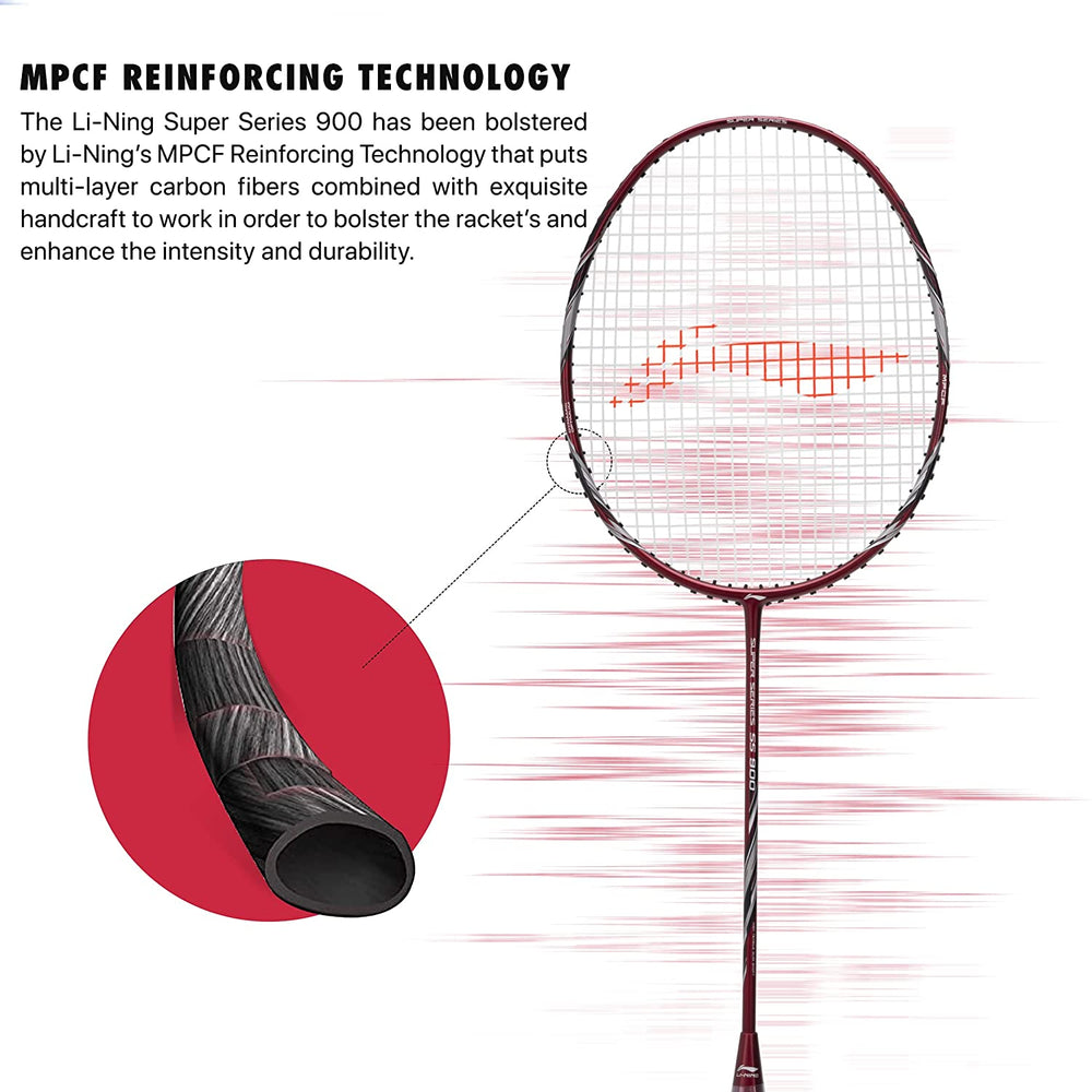 Li-Ning Super Series SS900 Strung Badminton Racquet - Red/Grey - Best Price online Prokicksports.com