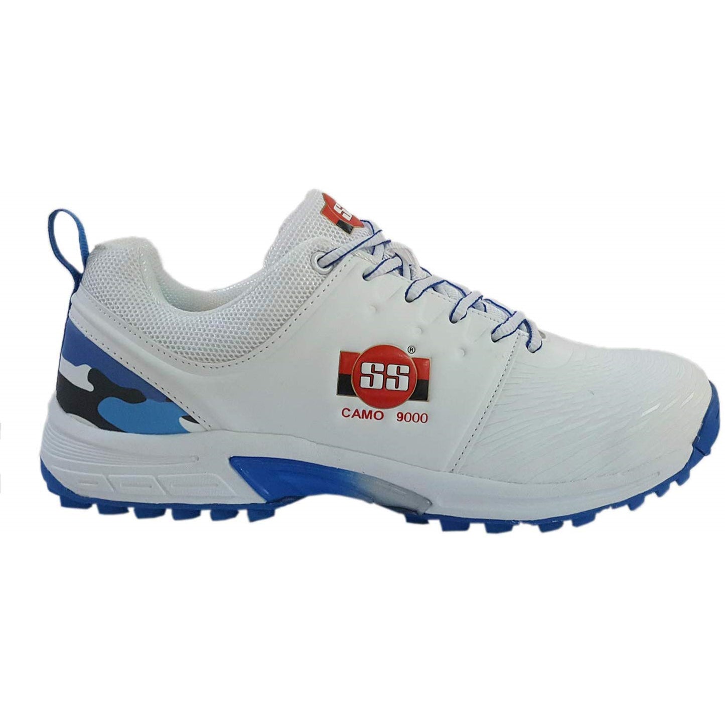 SS Rubber Spikes Professional Cricket Shoes for Men - Camo - White Blue - Best Price online Prokicksports.com