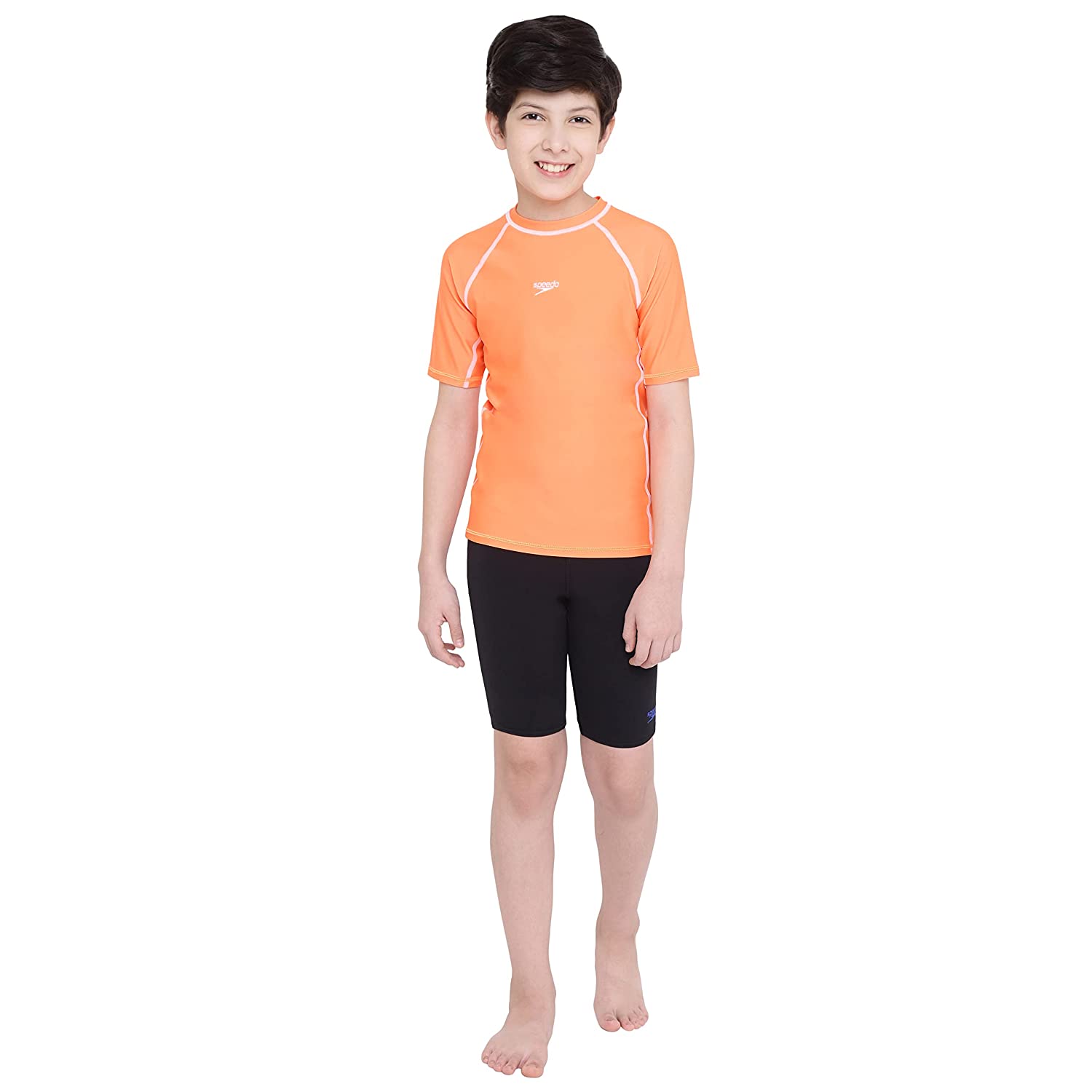 Speedo Boy's SS Sun Top, Boost Orange/White – Prokicksports