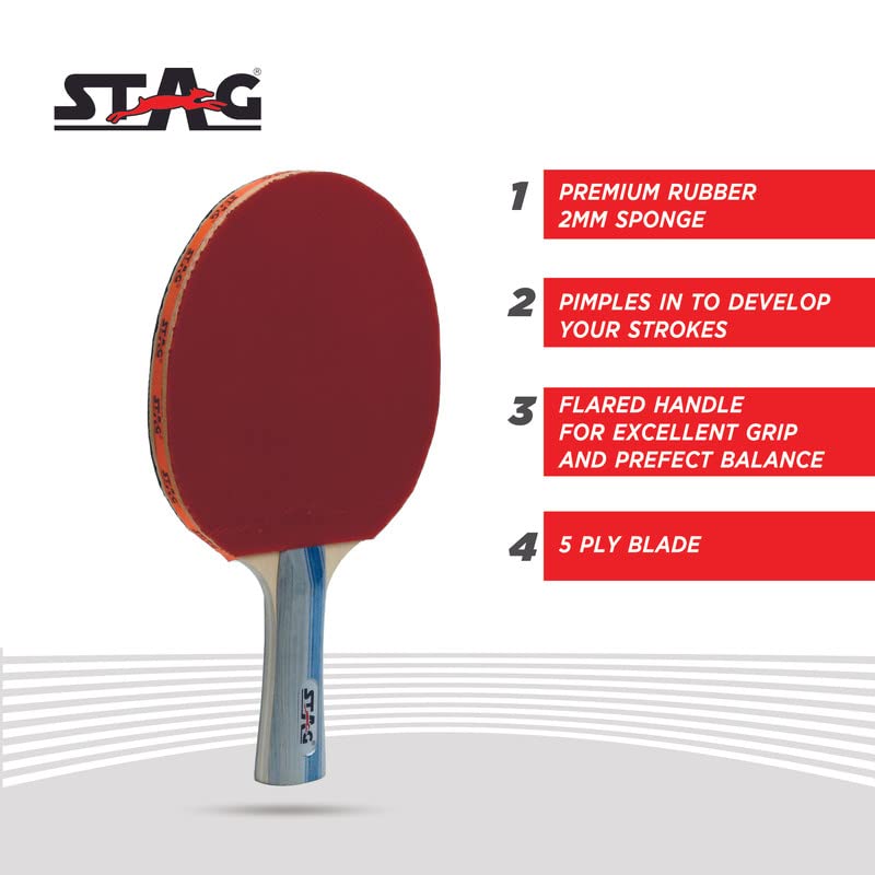 Stag Tec Ninja Table Tennis Racket, Red/Black - Best Price online Prokicksports.com
