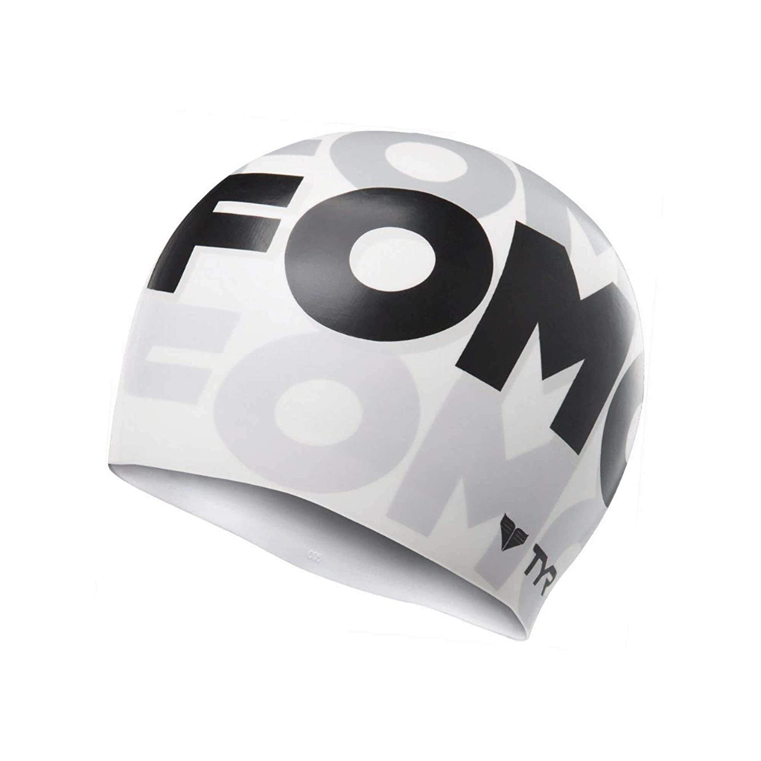 TYR Fomo Silicone Swim Cap, White/Black - Best Price online Prokicksports.com