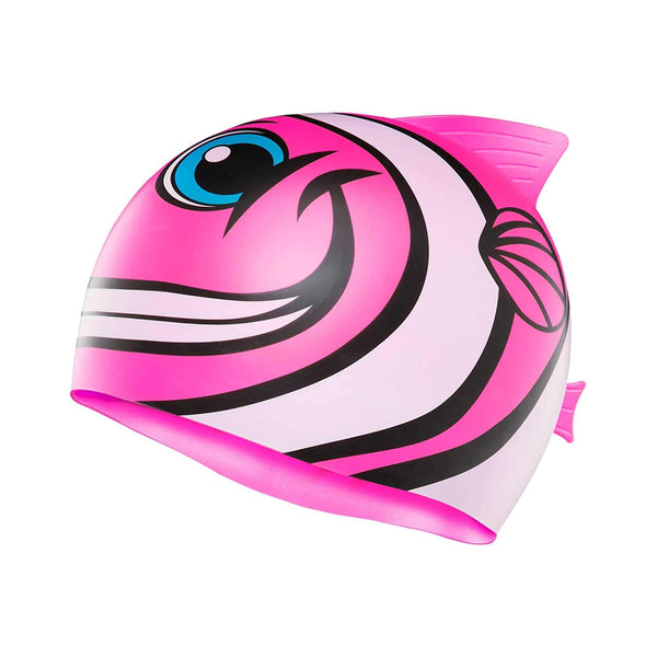 TYR Charactyr Happy Fish Swim Silicon Cap, Fluorescent Pink