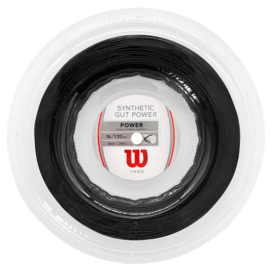 Wilson Synthetic GUT Power 16 Tennis String Reel 200M, Black - Best Price online Prokicksports.com
