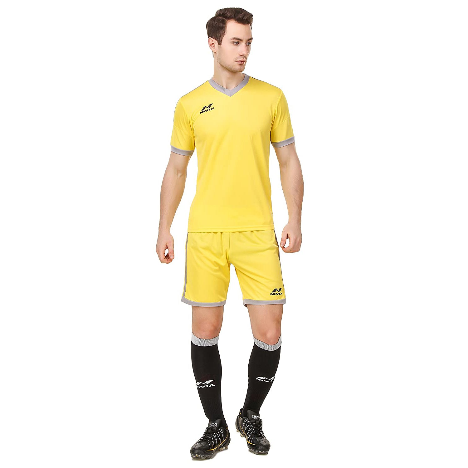 Nivia 2020 Ultra Football Jersey Set for Men, L.Yellow/Grey - Best Price online Prokicksports.com