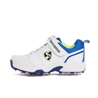 SG Sierra 2.0 Full Metal Spikes Cricket Shoe, White/Lime/Royal Blue - Best Price online Prokicksports.com