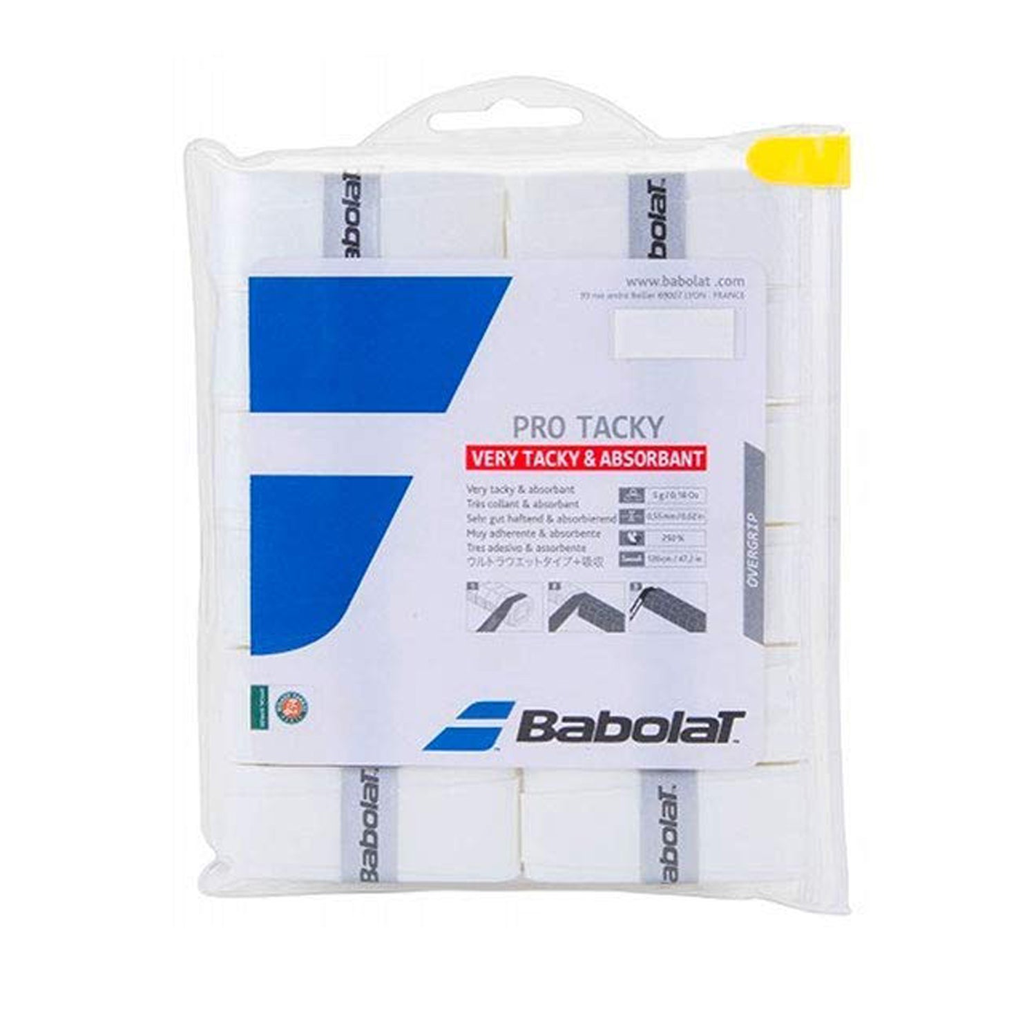 Babolat 654009 101 Pro Tacky X12 Tennis Grip Pack of 12 White