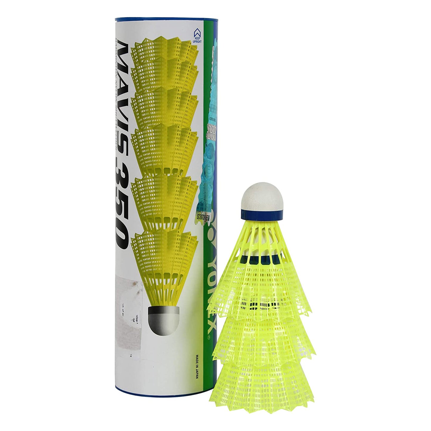 Yonex Mavis 350 Nylon Badminton Shuttlecock Blue Cap - 1 Can (Yellow) - Best Price online Prokicksports.com