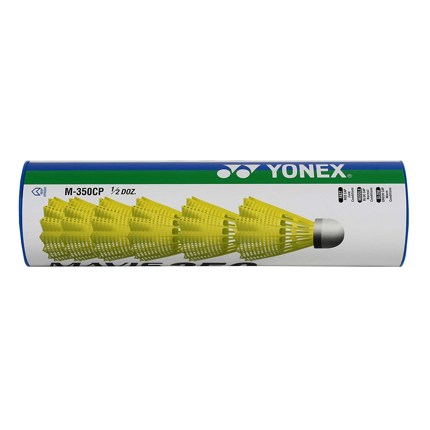 Yonex Mavis 350 Nylon Badminton Shuttlecock Blue Cap - 1 Can (Yellow) - Best Price online Prokicksports.com