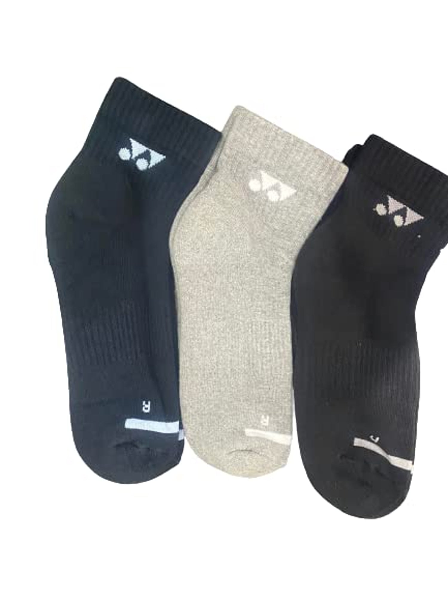 Yonex SKS SIS 2160A Ankle Socks, 3 Pair - Black/Melange Grey/Navy - Best Price online Prokicksports.com