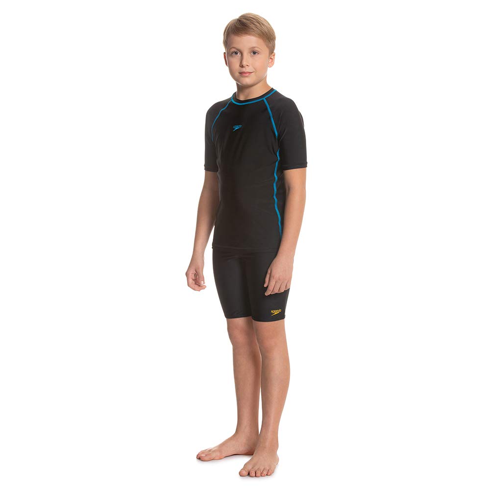 Speedo Short Sleeve Sun Top for Boys (Color: Oxid Grey/Black) - Best Price online Prokicksports.com