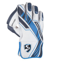 SG Supakeep Wicket Keeping Gloves, White/Blue - Best Price online Prokicksports.com