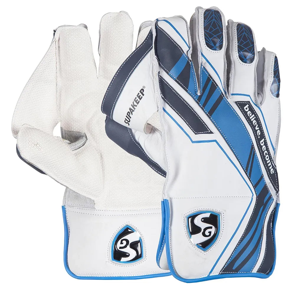 SG Supakeep Wicket Keeping Gloves, White/Blue