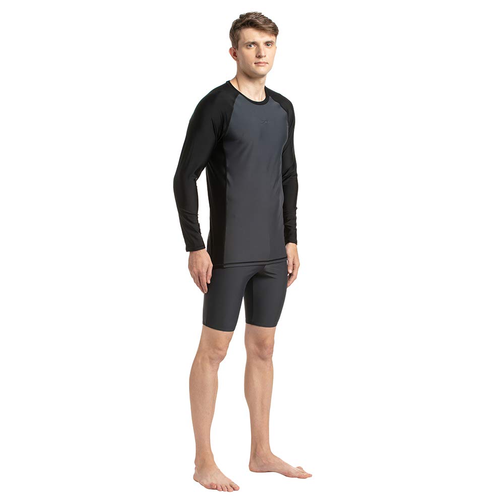 Speedo Long Sleeve Sun Top for Male (Color: Oxid Grey/Black) - Best Price online Prokicksports.com