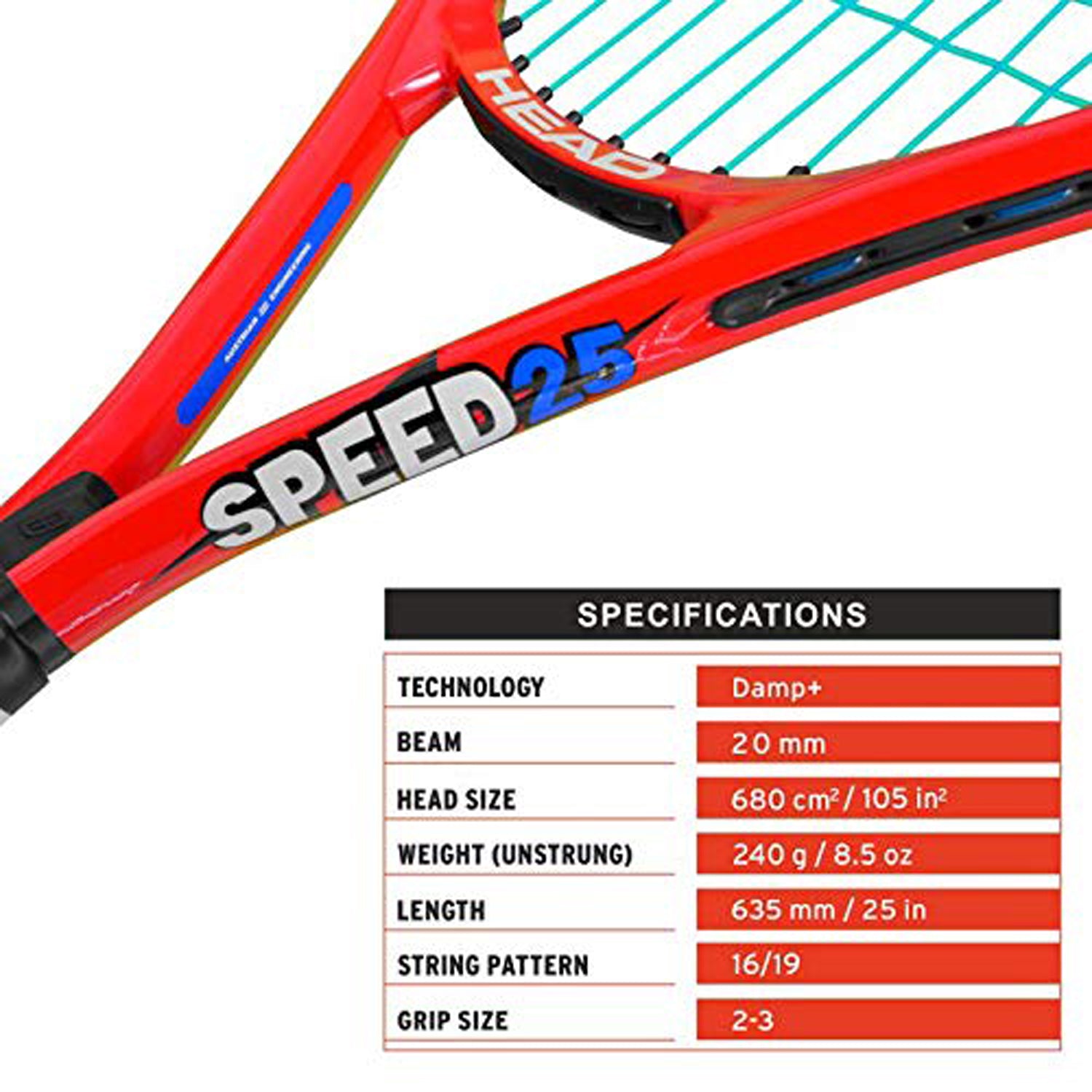 HEAD Speed 25 Graphite Strung Tennis Racquet for Juniors - Best Price online Prokicksports.com