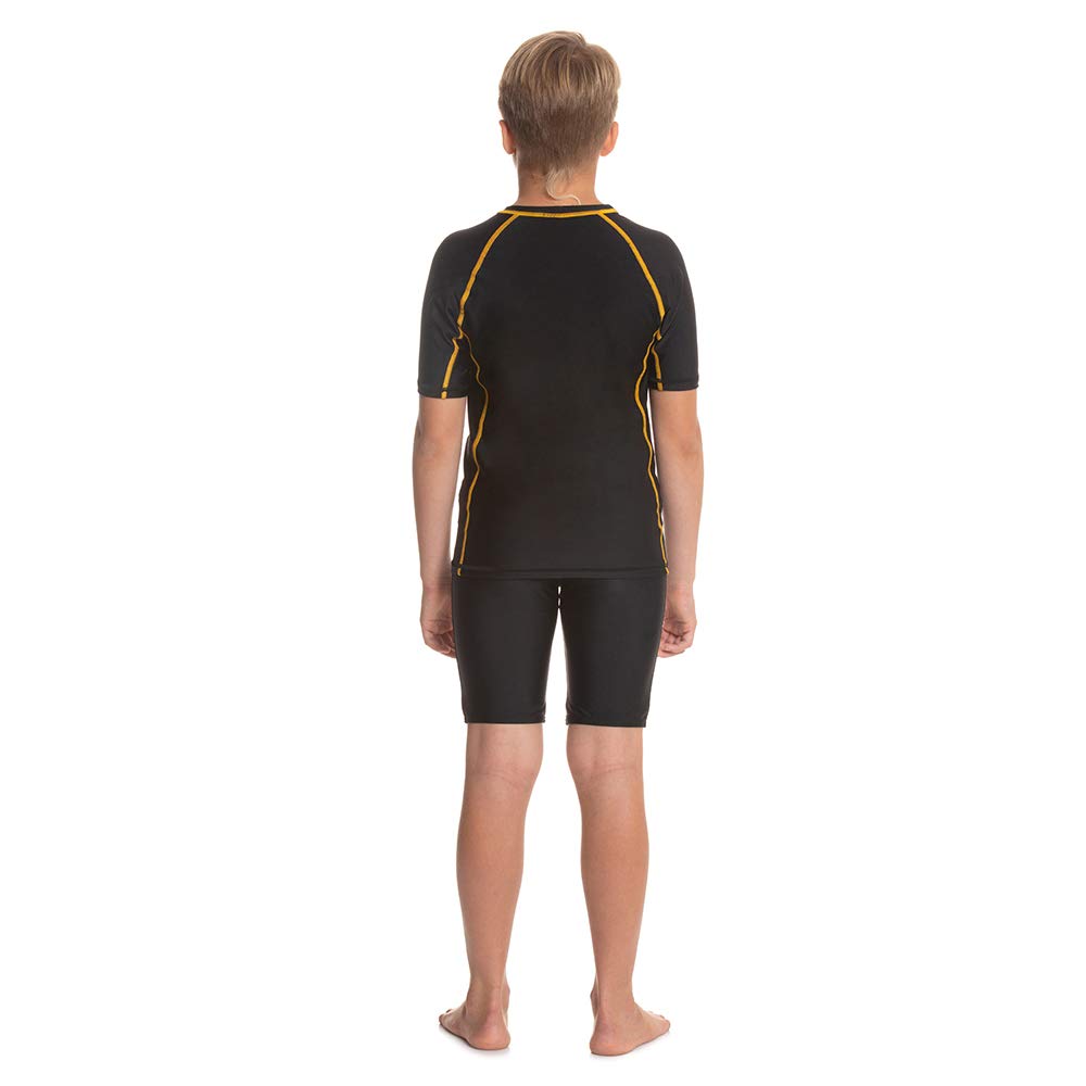 Speedo Short Sleeve Sun Top For Boys (Color: Black/Mango) - Best Price online Prokicksports.com