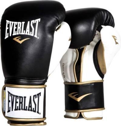 Everlast Powerlock Hook & Loop Training Boxing Gloves (10oz, Black & White) - Best Price online Prokicksports.com