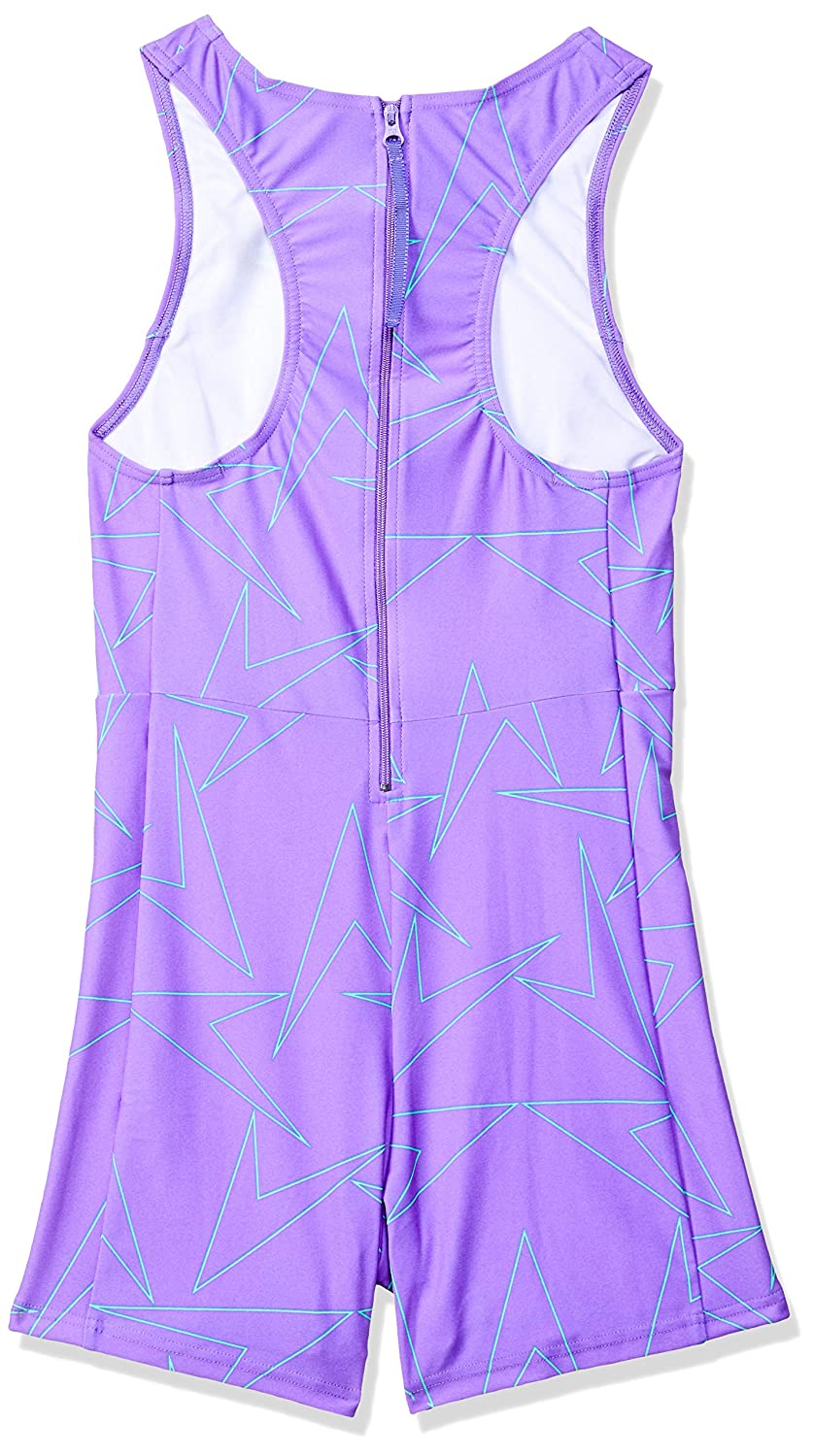 Speedo Boomstar Allover Legsuit for Girls (Color: Ultra Violet/Green Glow) - Best Price online Prokicksports.com