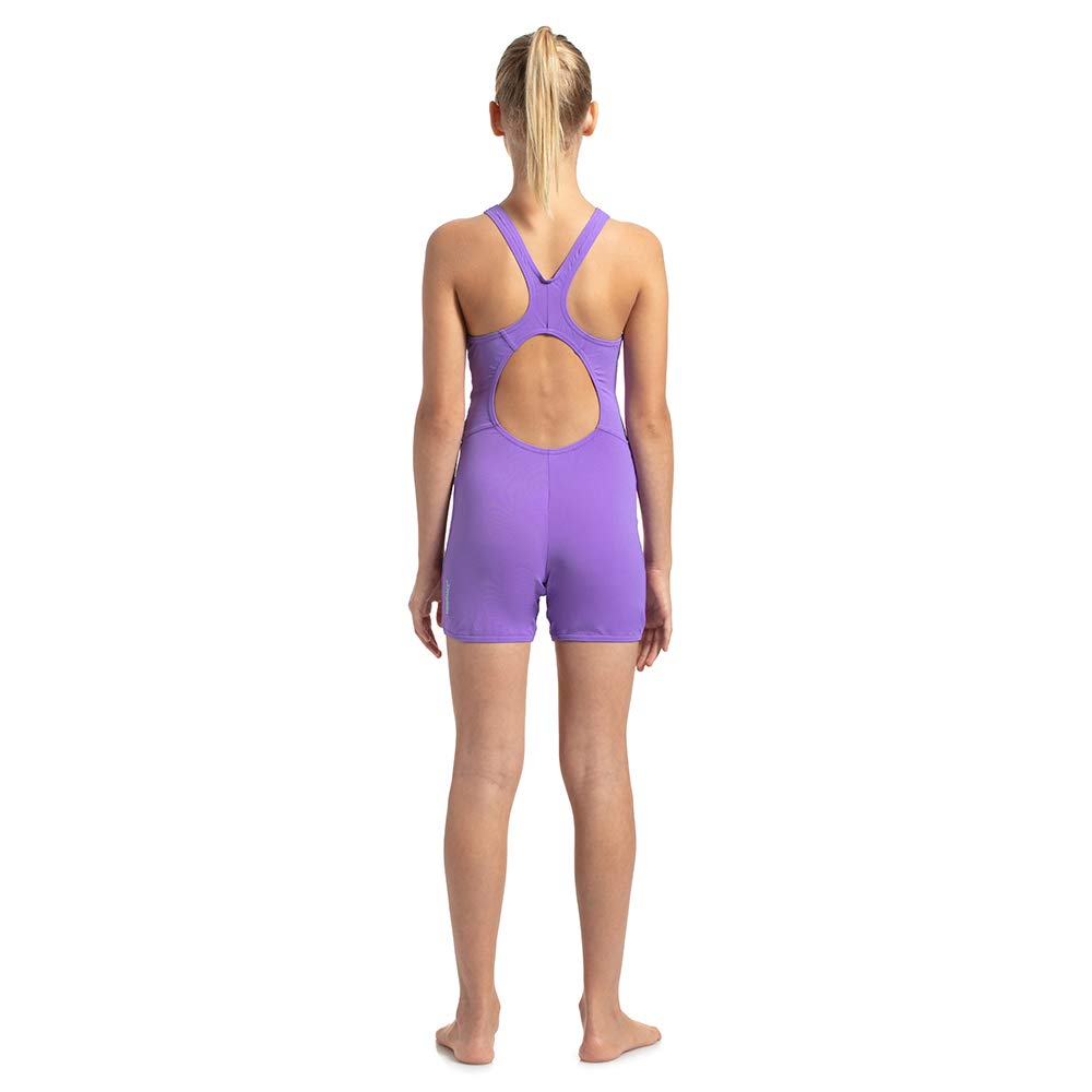Speedo Essential Endurance+ Legsuit for Girls (Color: Ultra Violet/Green Glow) - Best Price online Prokicksports.com
