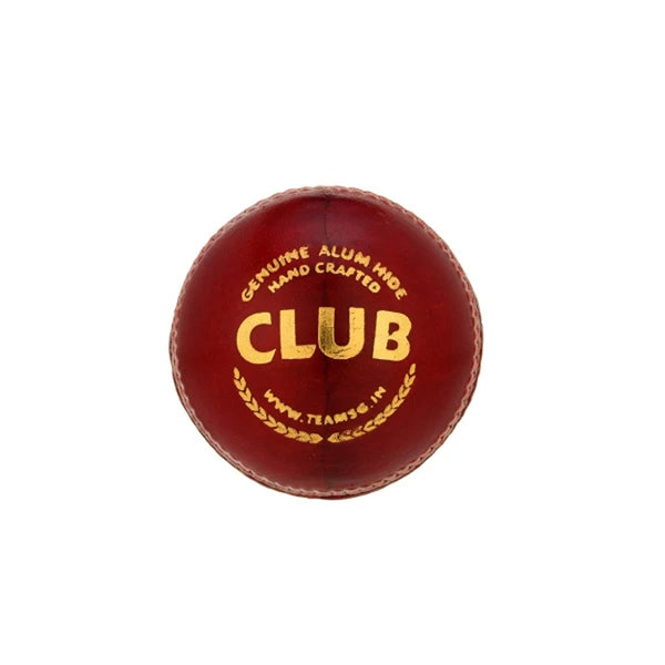 SG Club Men's Cricket Leather Ball, Red - Youth