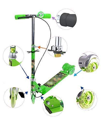Prokick 3 Wheeler Scooter for Kids of 3 to 14 Years Age, Adjustable Height, Foldable, Green - Best Price online Prokicksports.com